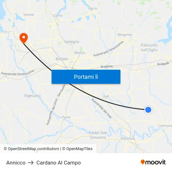 Annicco to Cardano Al Campo map