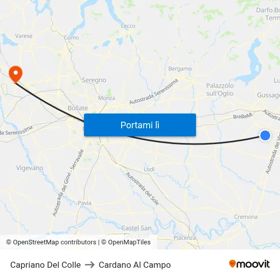 Capriano Del Colle to Cardano Al Campo map