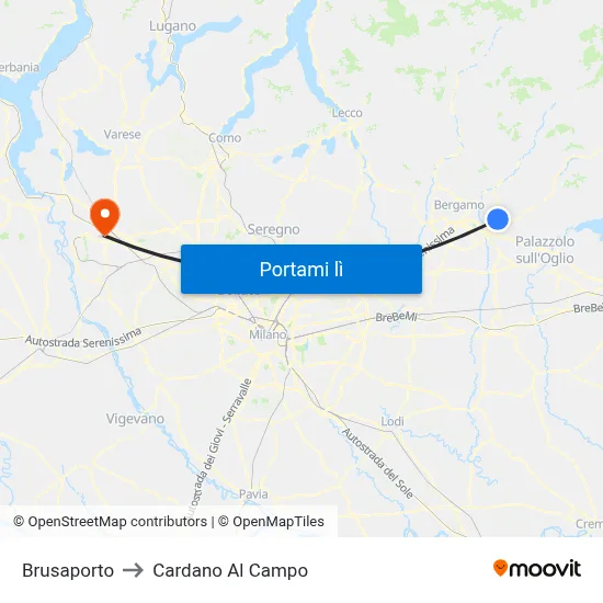 Brusaporto to Cardano Al Campo map