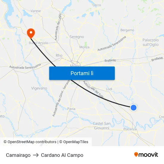 Camairago to Cardano Al Campo map