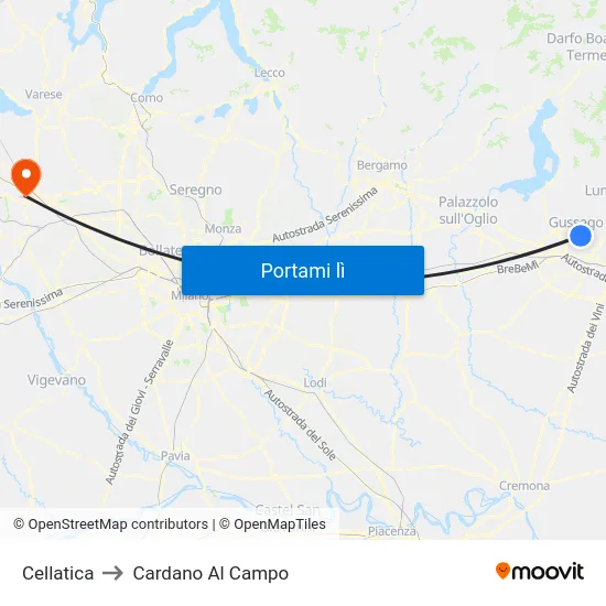 Cellatica to Cardano Al Campo map