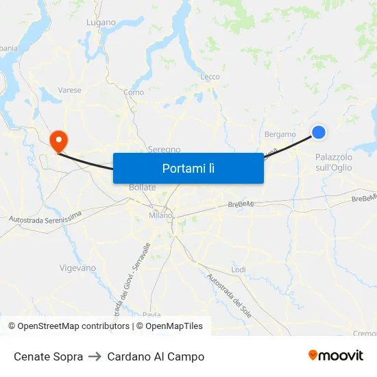 Cenate Sopra to Cardano Al Campo map