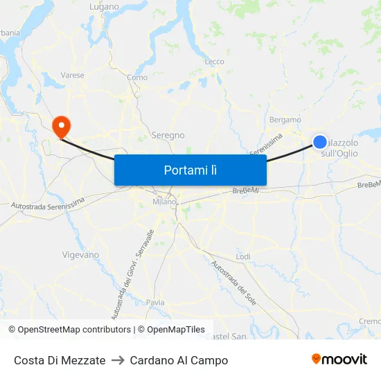 Costa Di Mezzate to Cardano Al Campo map