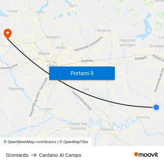 Grontardo to Cardano Al Campo map