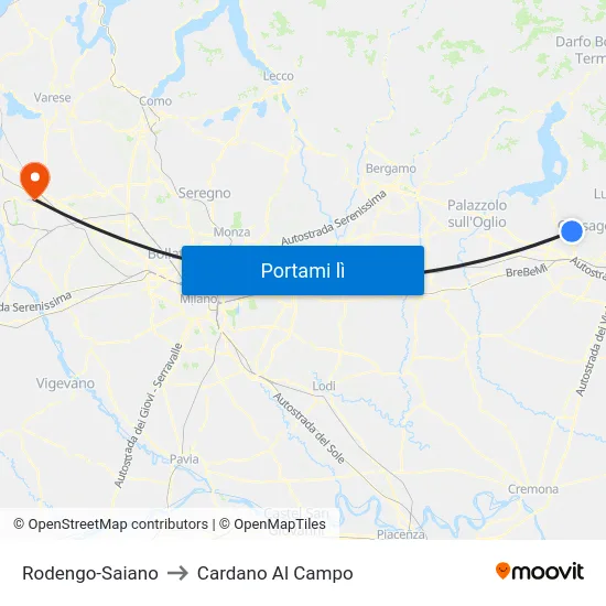 Rodengo-Saiano to Cardano Al Campo map