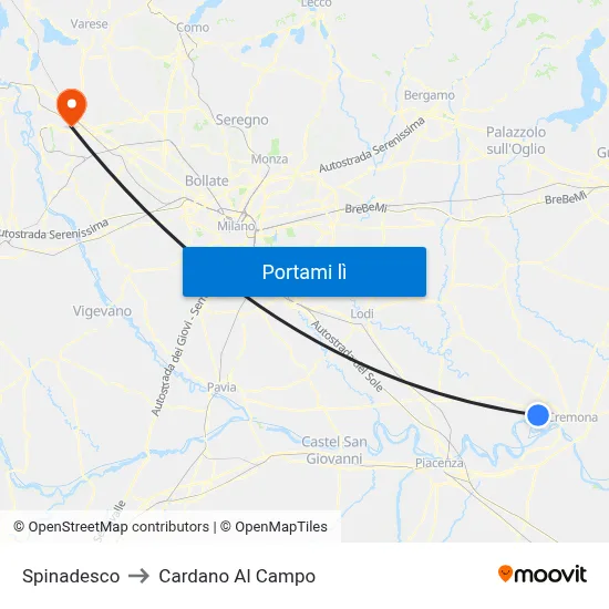 Spinadesco to Cardano Al Campo map