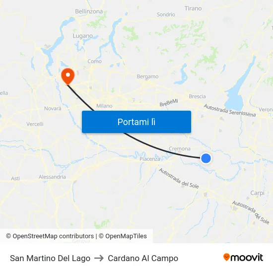 San Martino Del Lago to Cardano Al Campo map