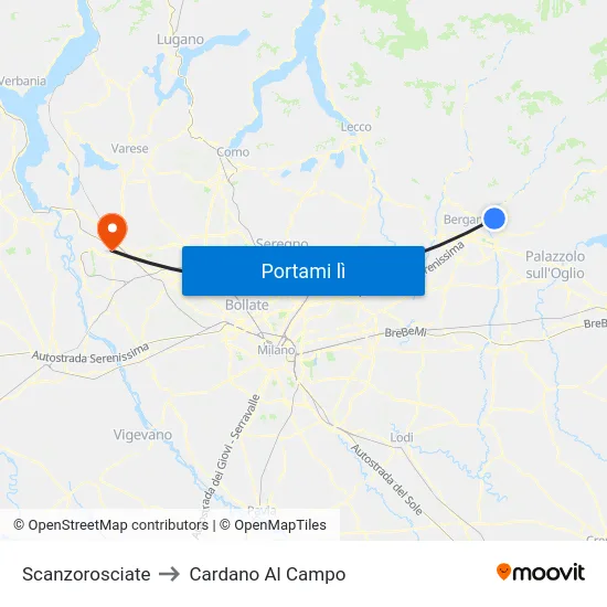 Scanzorosciate to Cardano Al Campo map
