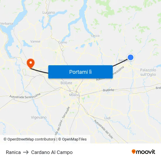 Ranica to Cardano Al Campo map