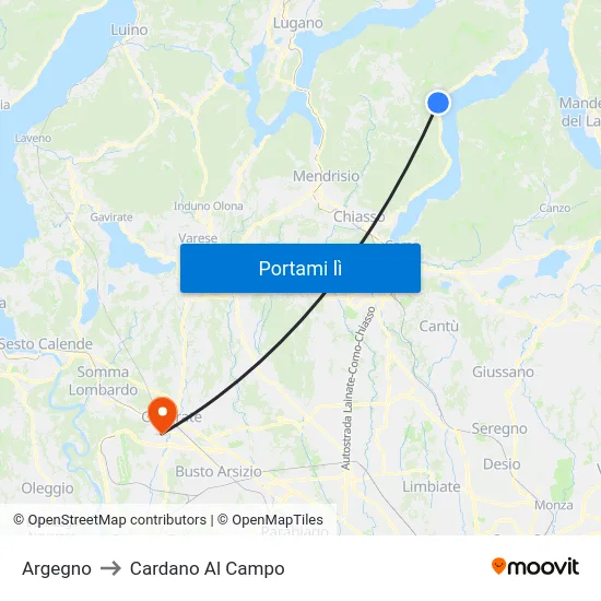 Argegno to Cardano Al Campo map