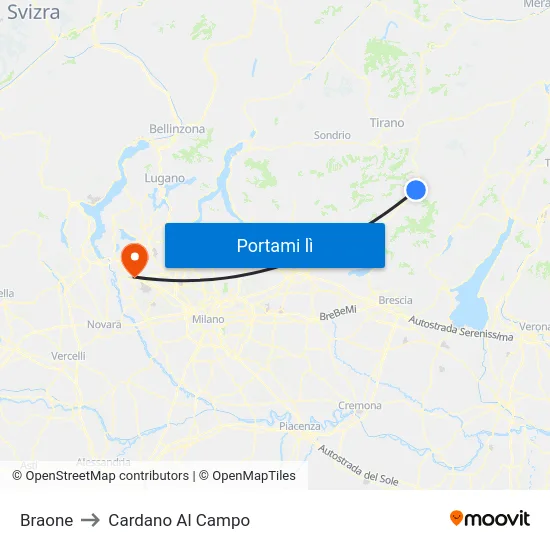 Braone to Cardano Al Campo map