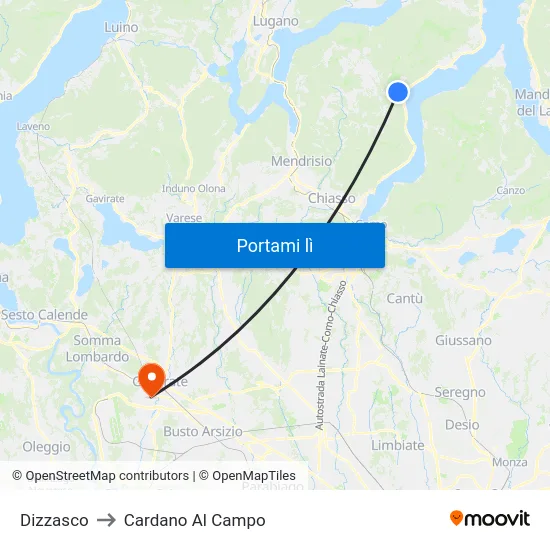 Dizzasco to Cardano Al Campo map