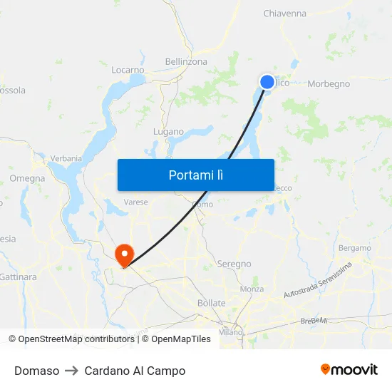 Domaso to Cardano Al Campo map