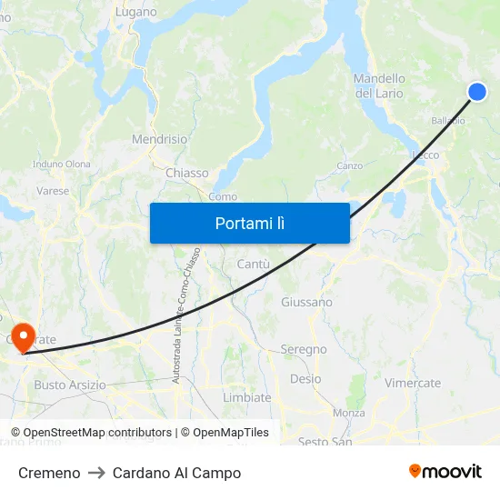 Cremeno to Cardano Al Campo map