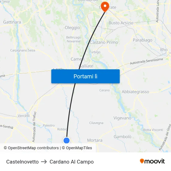 Castelnovetto to Cardano Al Campo map