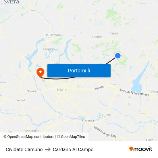 Cividate Camuno to Cardano Al Campo map