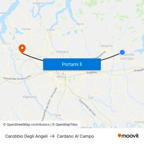 Carobbio Degli Angeli to Cardano Al Campo map