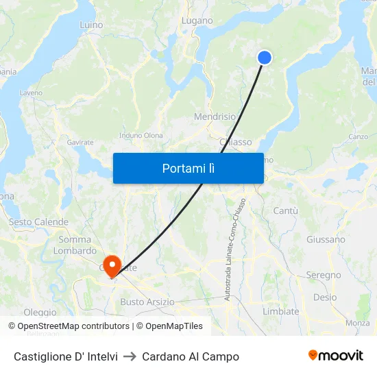 Castiglione D' Intelvi to Cardano Al Campo map