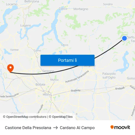 Castione Della Presolana to Cardano Al Campo map