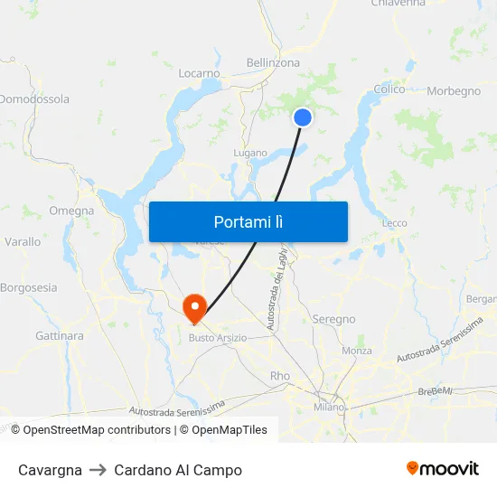 Cavargna to Cardano Al Campo map