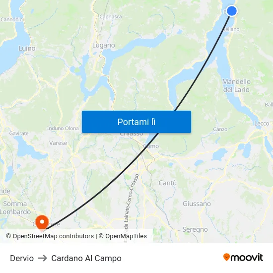 Dervio to Cardano Al Campo map