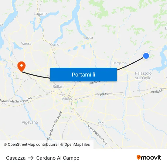 Casazza to Cardano Al Campo map