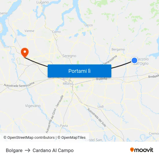 Bolgare to Cardano Al Campo map