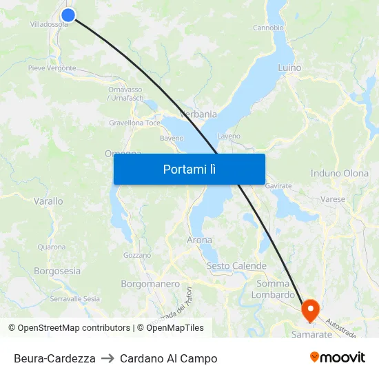 Beura-Cardezza to Cardano Al Campo map