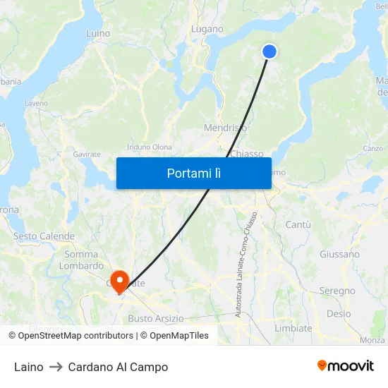 Laino to Cardano Al Campo map