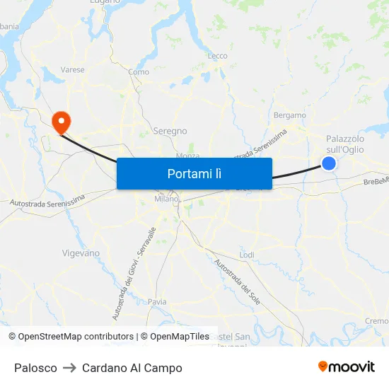 Palosco to Cardano Al Campo map