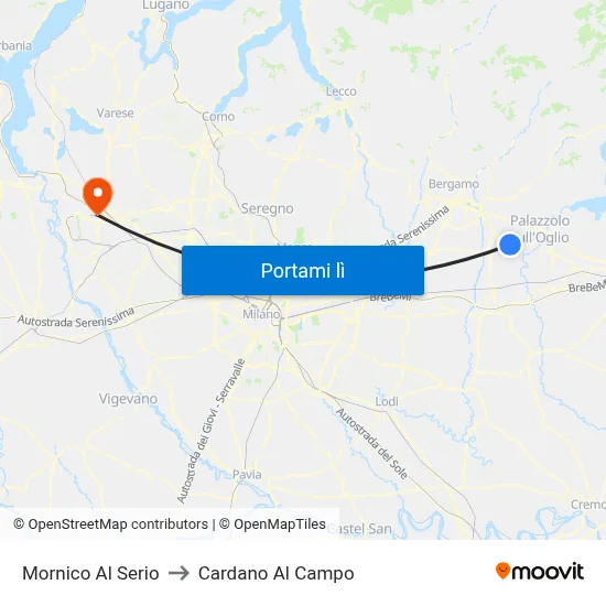 Mornico Al Serio to Cardano Al Campo map
