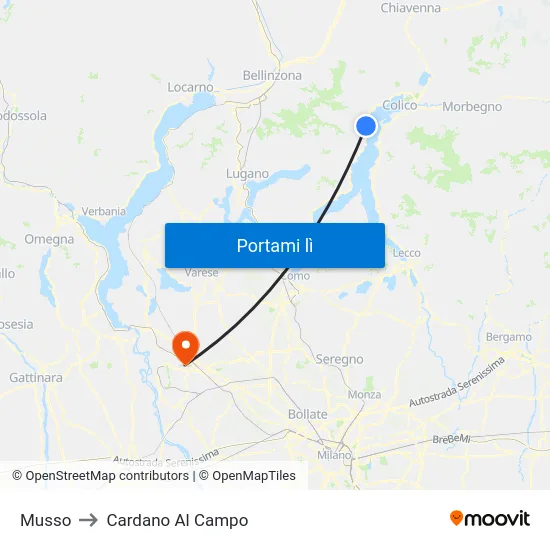 Musso to Cardano Al Campo map