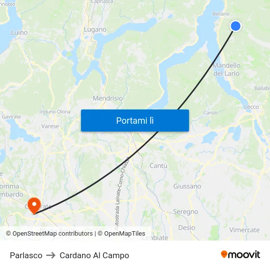 Parlasco to Cardano Al Campo map