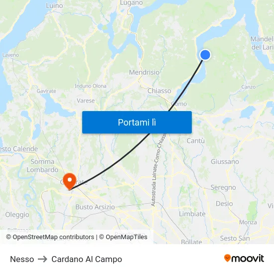Nesso to Cardano Al Campo map