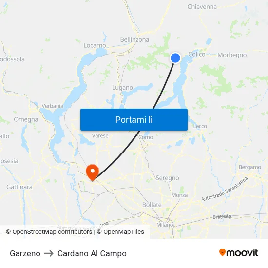 Garzeno to Cardano Al Campo map