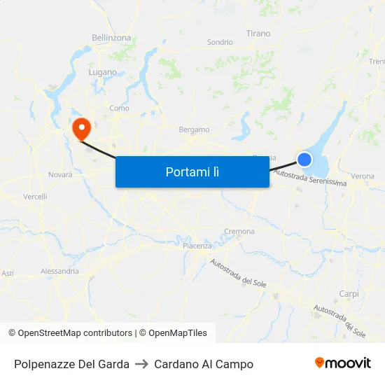 Polpenazze Del Garda to Cardano Al Campo map