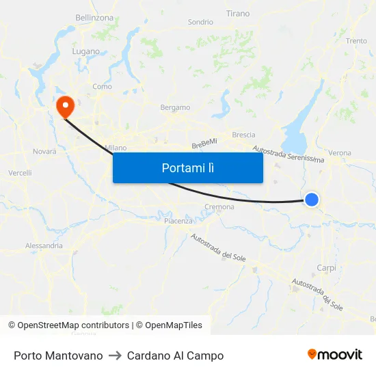 Porto Mantovano to Cardano Al Campo map