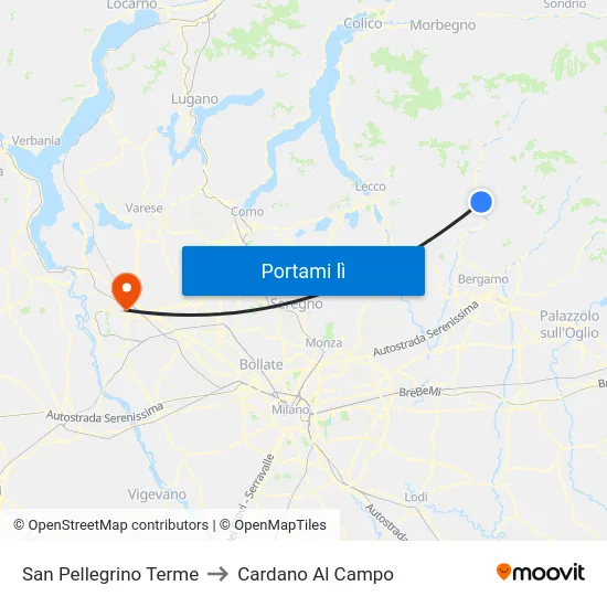 San Pellegrino Terme to Cardano Al Campo map