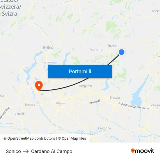 Sonico to Cardano Al Campo map