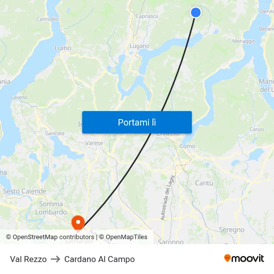 Val Rezzo to Cardano Al Campo map