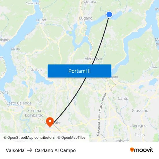 Valsolda to Cardano Al Campo map