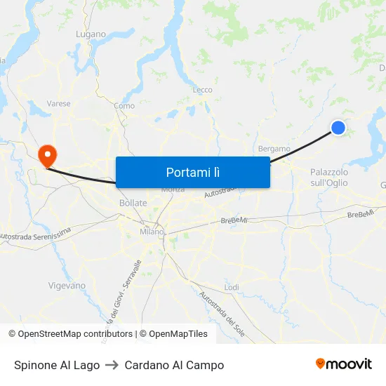 Spinone Al Lago to Cardano Al Campo map