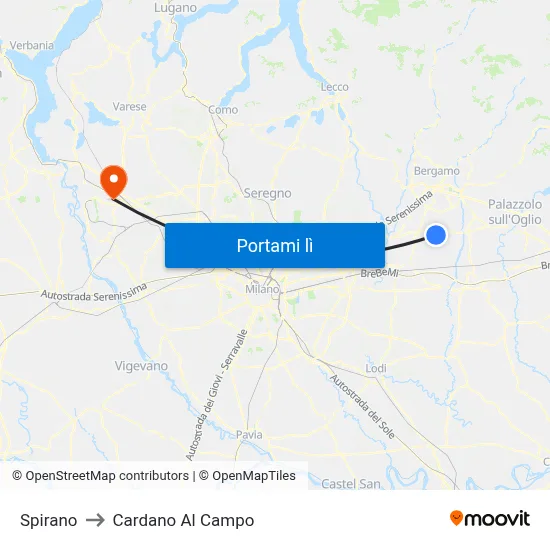 Spirano to Cardano Al Campo map
