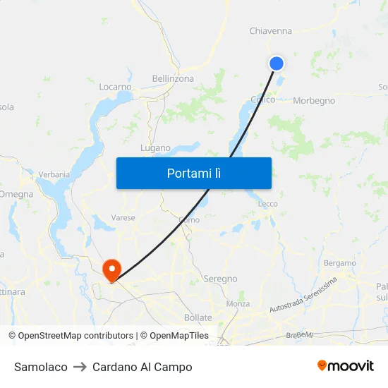 Samolaco to Cardano Al Campo map