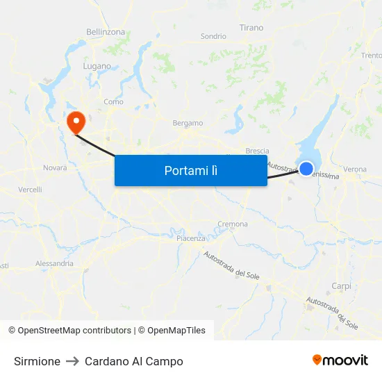 Sirmione to Cardano Al Campo map