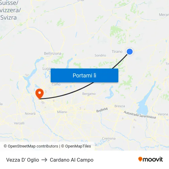 Vezza D' Oglio to Cardano Al Campo map