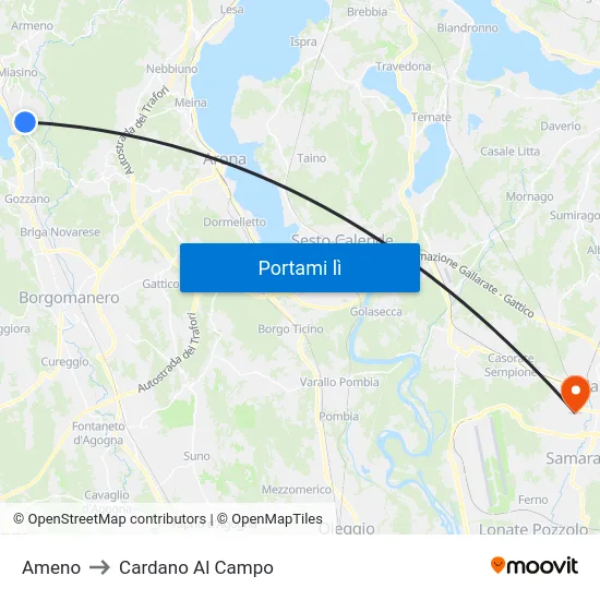 Ameno to Cardano Al Campo map