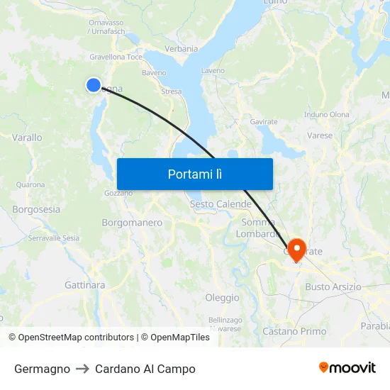 Germagno to Cardano Al Campo map
