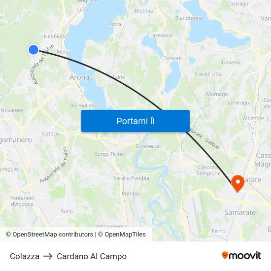 Colazza to Cardano Al Campo map