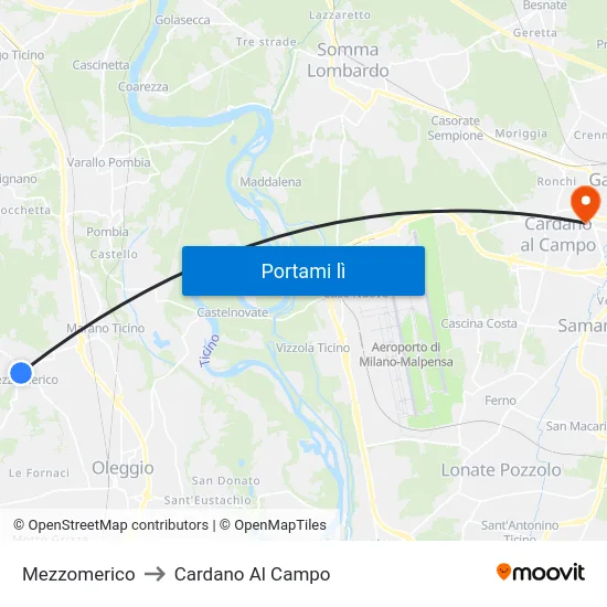 Mezzomerico to Cardano Al Campo map